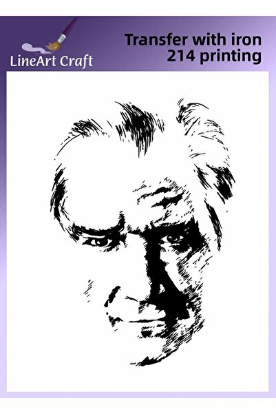 LİNEART طباعة نقل القماش بنمط أتاتورك بالكي رقم: KMŞ214-18x20cm