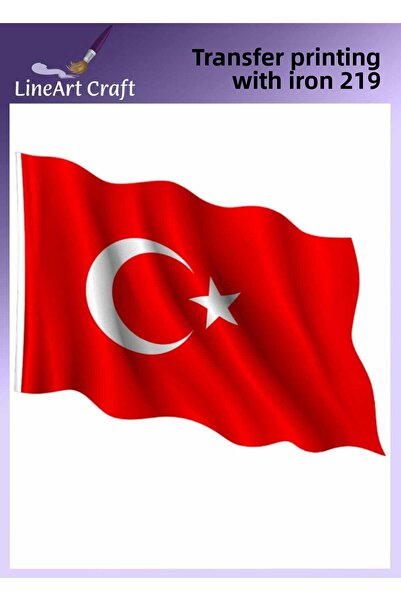 LİNEART Türkiye Flag Patterned Iron-On Transfer Printing & Fabric Transfer No...