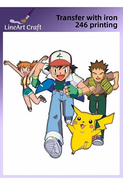 LİNEART Pokemon Patterned Iron Transfer Printing & Fabric Transfer No:Kmş246-...