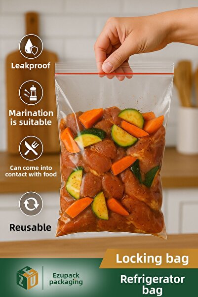 Ezupack 100 قطعة من أكياس الثلاجة المغلقة في الفريزر، أكياس هدايا لتقديم البس...