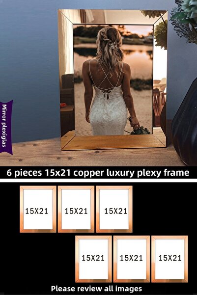 yhfoto 6 قطع 15x21 A5 مرآة نحاسية وإطار زجاجي فاخر