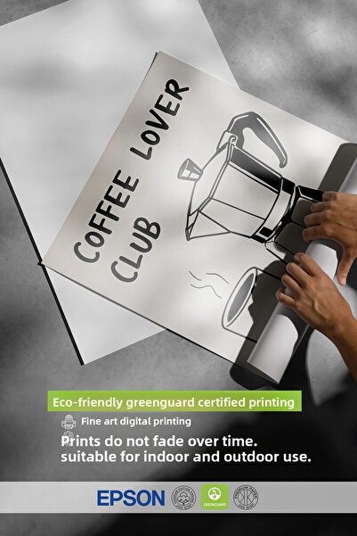 Postifull Black Framed Painting, Coffee Lover Club, Comfort Series Kitchen Wall Painting, No: 109115