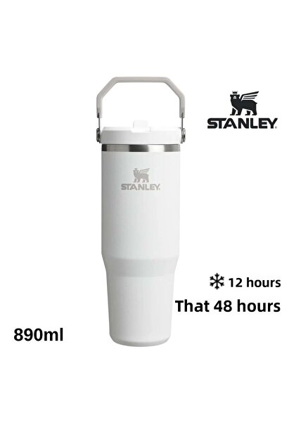 Stanley كوب ترمس IceFlow Flip Straw مع ماصة 0.89 LT زجاجة مياه بيضاء