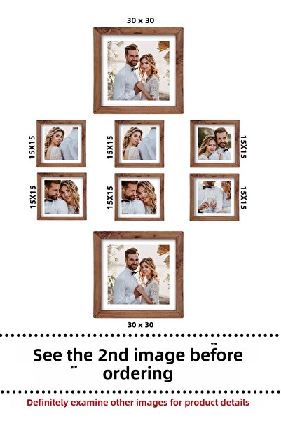 yhfoto قطعتان مقاس 30 × 30 سم - 6 قطع مقاس 15 × 15 سم مجموعة إطارات صور