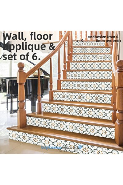 Trendpoint ملصق PVC ذاتي اللصق 6 قطع 20 سم × 20 سم غطاء أرضية حائط المطبخ وال...