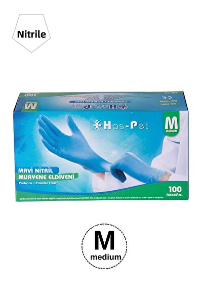 Has-Pet Haspet Blue Powder Free Nitrile Gloves Size m