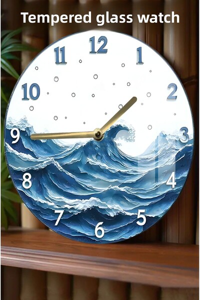 kutuTR Ocean Waves Design Decor! 3D Look Tempered Glass Watch – 33 cm Csdw298