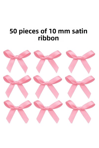 ATELİERMİNEA حلوى زفاف وردية، زينة، زينة بالون، شريط ساتان فيونكة 10 ملم 50 قطعة