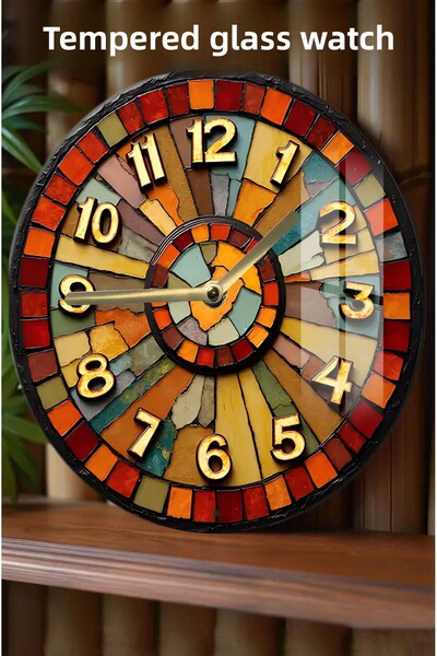 kutuTR Move the Energy of Colors to Your Walls! 3D Look Tempered Glass Watch – 33 cm Csdw302