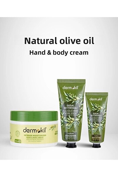 Dermokil كريم زيت الزيتون لليدين والجسم 250 مل + 75 مل + 30 مل