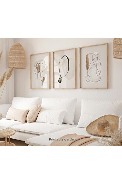 woodhomeworks Pictură abstractă din 3 piese cu cadru din lemn Acasă Casa Sufragerie Sufragerie Dormitor Decor balcon Qmrc45