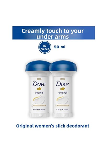 Dove Original Women's Stick Deodorant 1/4 Moisturizing Cream New 50 ml X2