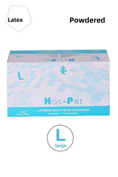 Has-Pet قفازات فحص اللاتكس البودرة مقاس صغير