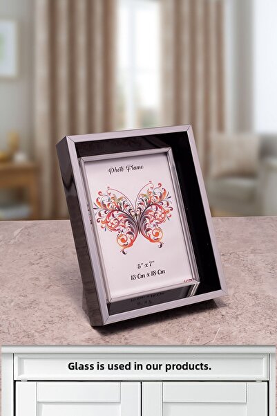 Seniste Milano Glass Decorative Picture Frame Black-silver Adjustable Stand-W...