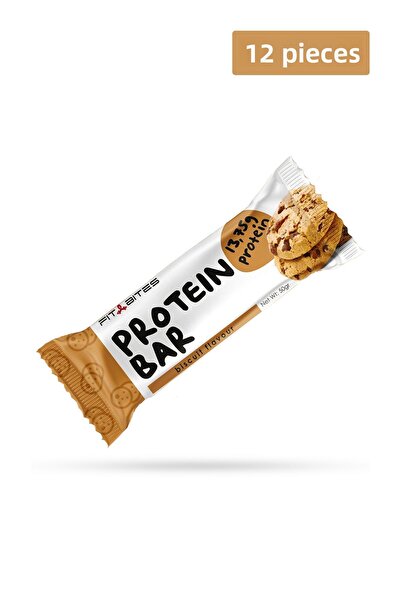 Fit Bites Protein Bar 50 grams X 12 Pieces - Biscuit (Biscuit Flavor)