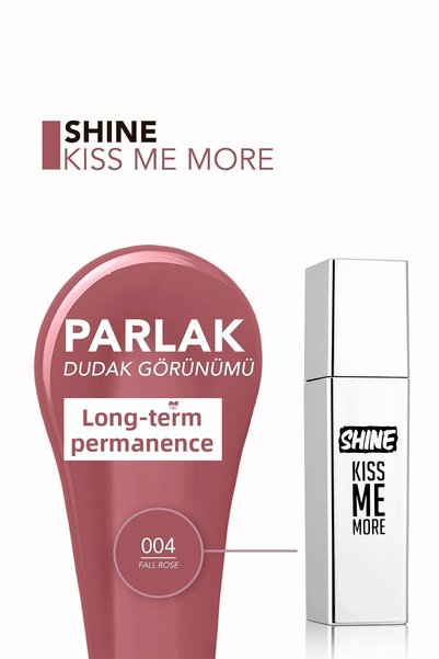 Flormar Shine Kiss Me More Lls - Dark Rose Glossy Liquid Lipstick - 004 Fall Rose - 8682536083737