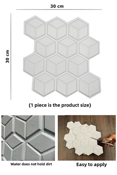 TechnoSmart 1τμχ 30cmx30cm 3d Αυτοκόλλητη Ταπετσαρία Κάλυμμα Αδιάβροχο Μπάνιο Κουζίνας