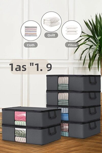 FORSACE 6 Pieces Base and Underbed Compatible Windowed Clothes Pillow Bag Organizer Storage Bag 64x45x22cm