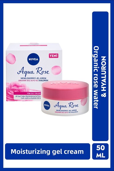 NIVEA Aqua Rose Organic Rose Water - 50ml Moisturizing Gel Cream, 48 Hours In...