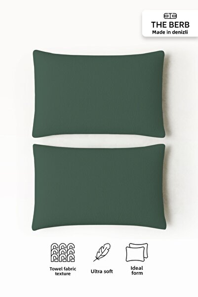 TheBerb Soft Terry Fabric - Set of 2 Towel Textured Pillow Cases 50X70 Zippered