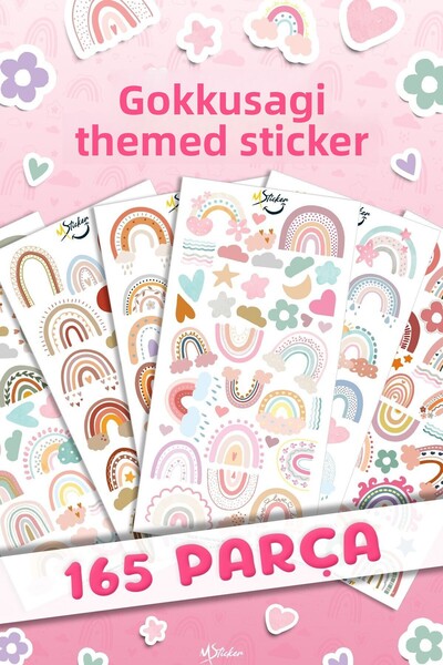 MSticker 165 Pieces Rainbow Sticker Set - Pen Water Bottle Notebook Glass Tab...