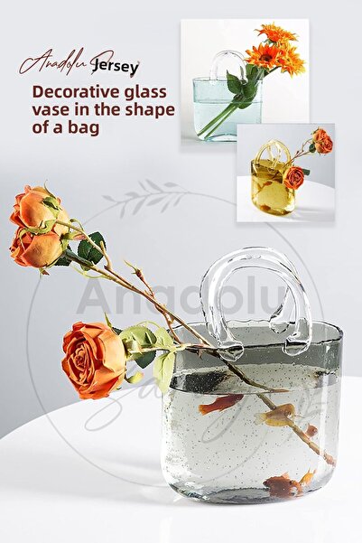 Anadolu Saray Vază decorativă din sticlă în formă de geantă |   Vază din stic...