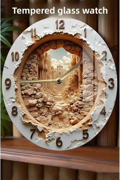 kutuTR Stylish and Durable Stone Wall Design 3D Look Tempered Glass Watch – 33 cm Csdw077