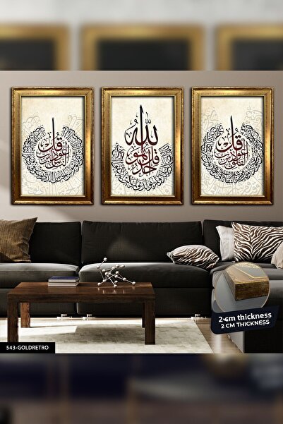 Evinemoda 3 Piece Felak Nas Ihlas Table with Frame (Cvplk)