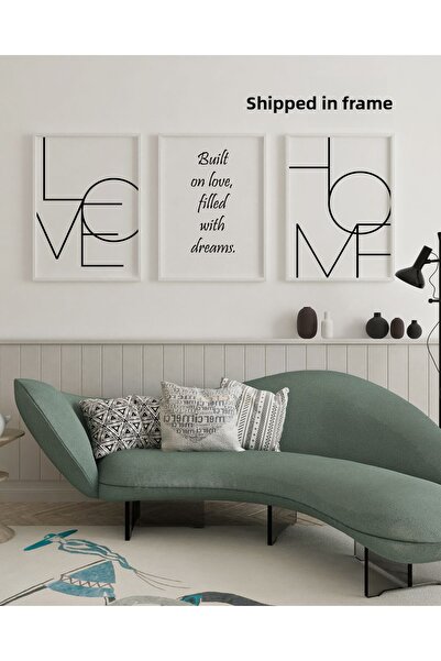 çınararthome Σετ 3 Πίνακες Αφίσας με Κορνίζα με Γραπτά Σχέδια LOVE & HOME – Μ...