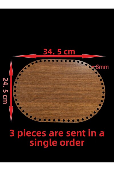 ASUDE HEDİYELİK Wooden Walnut 34,5X24,5 cm 3 Pieces Basket Bamboo Tray Bottom...