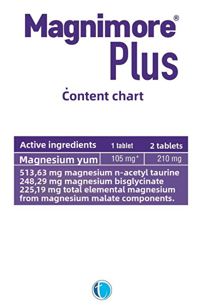 Magnimore Plus Magnesium 90 Tablets N-Acetyl Taurinate Bisglycinate Malate