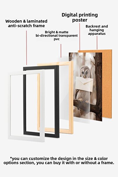 Postifull White Framed Painting, Poster and Frame Set, Beige Solar Comfort Series No:108579