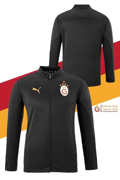 Galatasaray Γνήσιο μπλουζάκι προπόνησης με φερμουάρ 5 αστέρων A Team, μαύρο