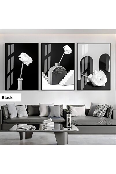 Harika bir ev Amazing | Black&White Set Vazoda Rose Bohemia Combination | Fra...