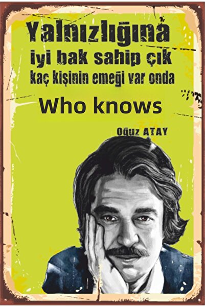 Hayat Poster Oğuz Atay Poetry Literature - Ρετρό ξύλινη αφίσα