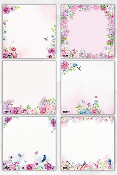 Ficksy مفكرة زهور - مقاس 9*9 سم - 50 ورقة - مفكرة - مذكرة - ورق ملاحظات - قائمة المهام - دفتر ملاحظات