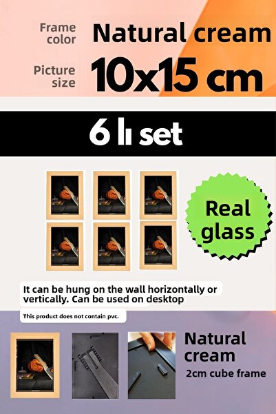 AtlasSG 20mm 6 Frame Glazed 10X15 cm 6Pcs Photo Picture Frame Standing or Wall Hanging Horizontal-Vertical