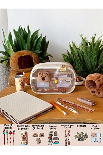 BABUN مجموعة حامل أقلام رصاص مكونة من 8 قطع بسعة كبيرة على شكل حيوان كابيبارا...