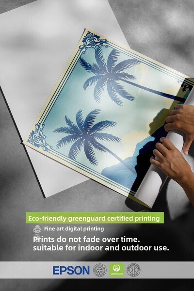 Postifull Frameless Wall Poster, Palm Seaside, Illustration, Blue Color Poster, 2025 Summer Selection, No:1096