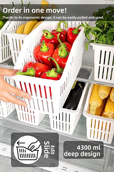 Meleni Home 5dílný organizér do chladničky - víceúčelový organizér do skříně Košík na ovoce a zeleninu