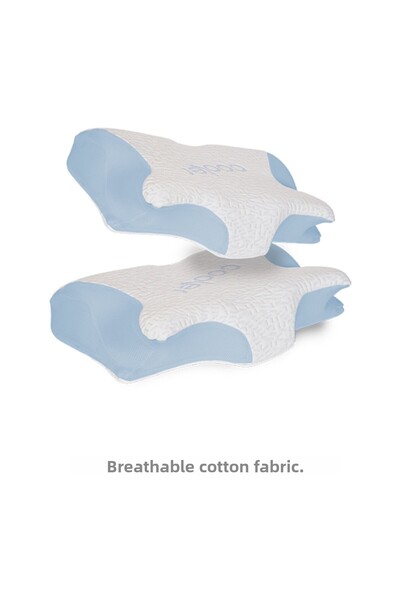 moda home bedding 2 bucăți de pernă cervicală ortopedică Visco pentru suport pentru gât, pernă de frumusețe cu țesătură rece răcoritoare (MV)