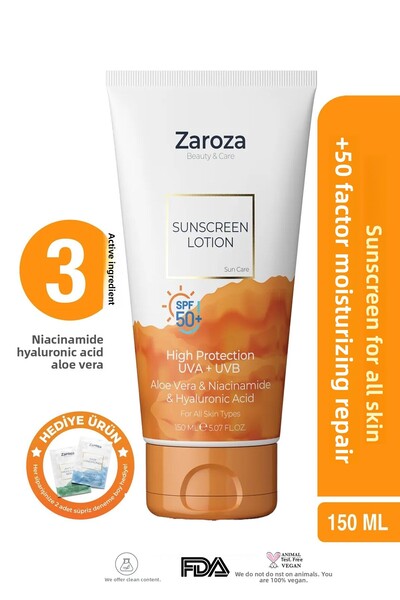 ZAROZA كريم الشمس المرطب فائق الكثافة 50 فاكتور - لوشن واقي من الشمس بمعامل ح...