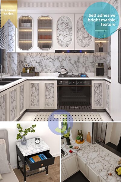 Technojet Self-Adhesive Marble Pattern Foil Kitchen Bathroom Countertop Wall Covering 60Cmx500Cm