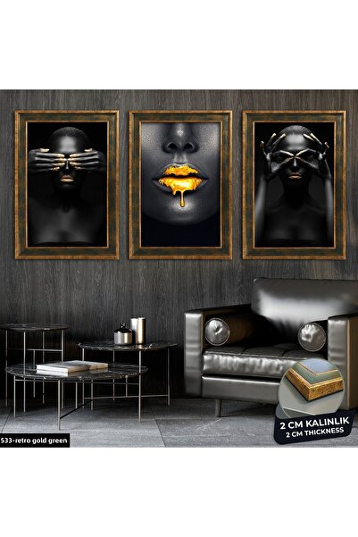 Evinemoda African Woman 3 Piece Framed Painting Cvplk