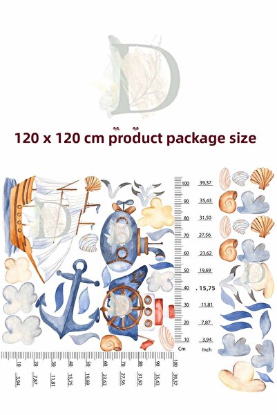 KT Decor Set de autocolante de perete pentru camera copiilor, nava pirat subacvatică, barca cu vele, submarin