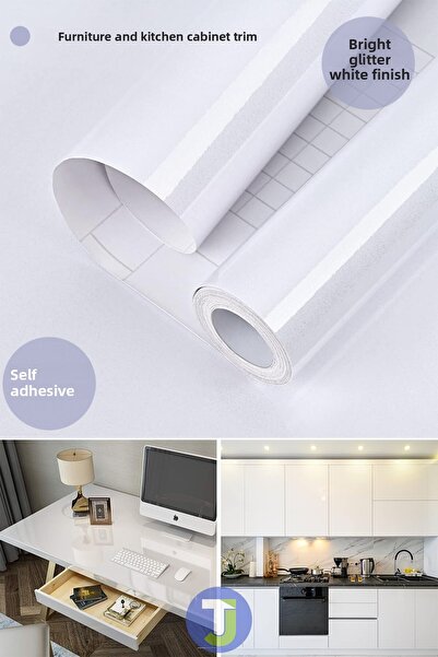Technojet Autoadeziv alb argintiu Bucătărie Baie Blat Perete Dulap Acoperire Masă 60cmx300cm