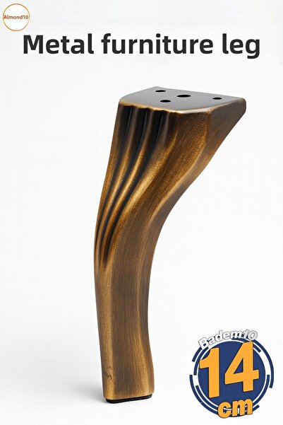 Badem10 Secțiune transversală 14 cm anticat, galben antic, metal, picioare de mobilier, picioare, bază, canapea, canapea, masă