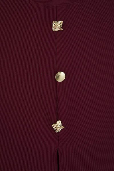Trendyol Curve Burgundy Accessory Button Crew Neck Regular Size Vest Knitted Blouse Tbbss25Af00121