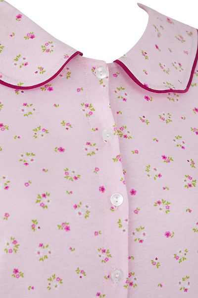 Trendyol Curve Pink Floral Patterned Baby Collar Knitted Pajamas Set Tbbaw26Ai00002