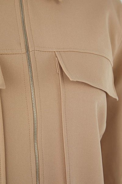Trendyol Curve Mink Cover Pocket Zipper Large Size Woven Jacket Tbbaw26Ag00014
